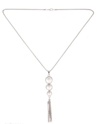 Anikas Creation  Silver Plated Tasselled   Alloy Light weighted White Stone Finished Pendant -  Adjustable, Gold Plated,  Multipack 1